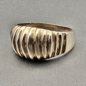 VTG Taxco Sterling Silver Ribbed Dome Ring Size 8 TE-30 Mexico Unisex 9.42g